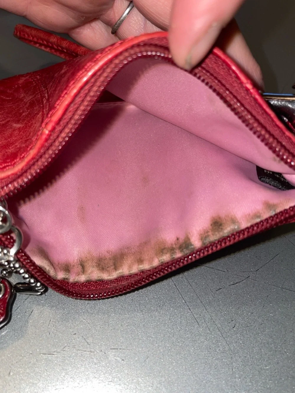 Coach Red Leather Wristlet with Detachable Strap